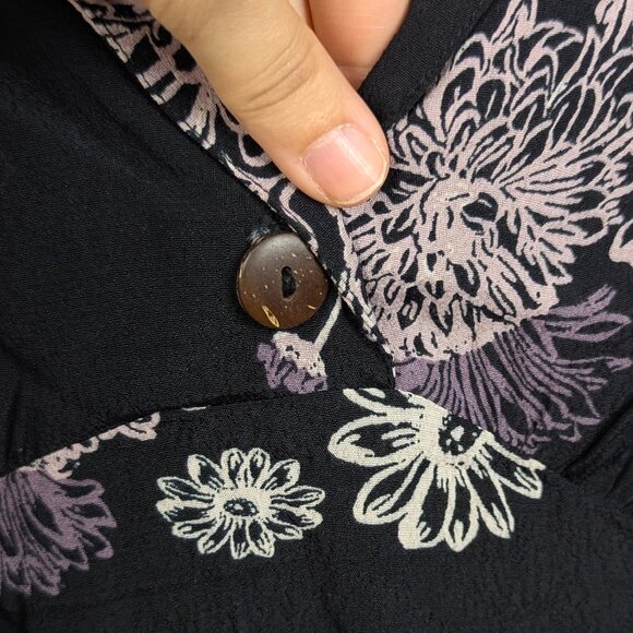 Free People | Black Floral Short Sleeve Mini Dress Size Small - Picture 5 of 7